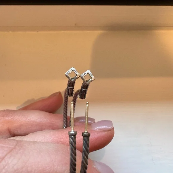 David Yurman Sterling Silver Cable Hoop Earrings - Picture 2 of 4